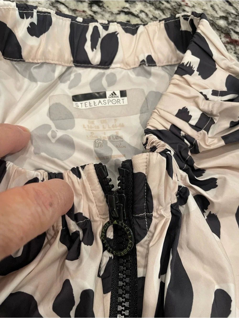 adidas StellaSport Black & Beige Leopard-Print Zip Jacket - Picture 2 of 5